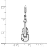 Sterling Silver 3-D Antiqued Violin W/Lobster Claw Clasp Clasp Charm Charms