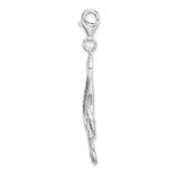 Sterling Silver Diamond-cut Treble Clef W/Lobster Claw Clasp Clasp Charm Charms