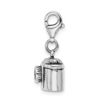 Amore LaVita Sterling Silver Antiqued Camera with Lobster Clasp Charm