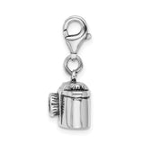 Amore LaVita Sterling Silver Antiqued Camera with Lobster Clasp Charm