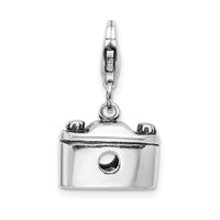 Amore LaVita Sterling Silver Antiqued Camera with Lobster Clasp Charm