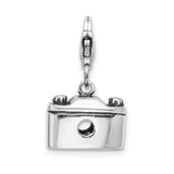 Amore LaVita Sterling Silver Antiqued Camera with Lobster Clasp Charm