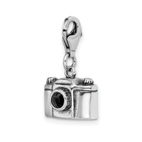 Amore LaVita Sterling Silver Antiqued Camera with Lobster Clasp Charm