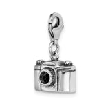 Amore LaVita Sterling Silver Antiqued Camera with Lobster Clasp Charm