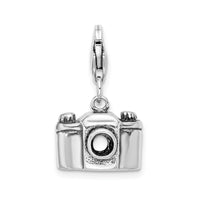 Amore LaVita Sterling Silver Antiqued Camera with Lobster Clasp Charm