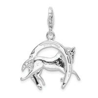 Amore LaVita Sterling Silver Horse and Shoe with Lobster Clasp Charm