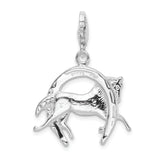 Amore LaVita Sterling Silver Horse and Shoe with Lobster Clasp Charm