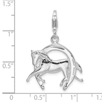 Amore LaVita Sterling Silver Horse and Shoe with Lobster Clasp Charm