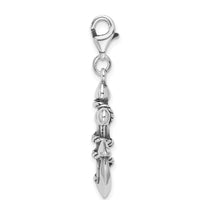 Sterling Silver 3-D Antiqued Anchor & Rope W/Lobster Claw Clasp Clasp Charm Charms