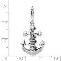 Sterling Silver 3-D Antiqued Anchor & Rope W/Lobster Claw Clasp Clasp Charm Charms