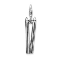 Sterling Silver Antiqued Skis W/Lobster Claw Clasp Clasp Charm Charms