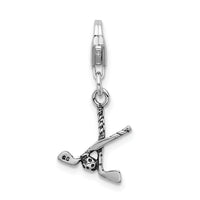 Amore LaVita Sterling Silver Antiqued Golf Clubs & Ball with Lobster Clasp Charm