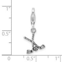Amore LaVita Sterling Silver Antiqued Golf Clubs & Ball with Lobster Clasp Charm
