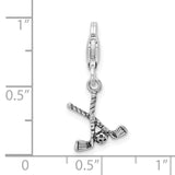 Amore LaVita Sterling Silver Antiqued Golf Clubs & Ball with Lobster Clasp Charm