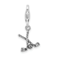 Amore LaVita Sterling Silver Antiqued Golf Clubs & Ball with Lobster Clasp Charm