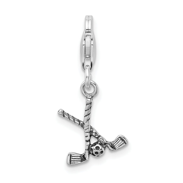 Amore LaVita Sterling Silver Antiqued Golf Clubs & Ball with Lobster Clasp Charm