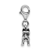 Amore LaVita Sterling Silver 3-D Antiqued Scottie Dog with Lobster Clasp Charm