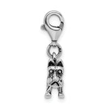 Amore LaVita Sterling Silver 3-D Antiqued Scottie Dog with Lobster Clasp Charm