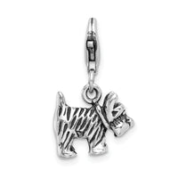Amore LaVita Sterling Silver 3-D Antiqued Scottie Dog with Lobster Clasp Charm
