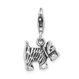 Amore LaVita Sterling Silver 3-D Antiqued Scottie Dog with Lobster Clasp Charm