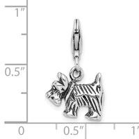 Amore LaVita Sterling Silver 3-D Antiqued Scottie Dog with Lobster Clasp Charm