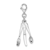 Sterling Silver Cutlery W/Lobster Claw Clasp Clasp Charm Charms