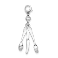 Sterling Silver Cutlery W/Lobster Claw Clasp Clasp Charm Charms