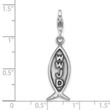 Amore LaVita Sterling Silver Antiqued WWJD Ichthus with Lobster Clasp Charm