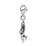 Sterling Silver 3D Antiqued Angel & Harp with Lobster Clasp Charm