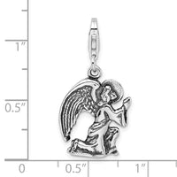 Sterling Silver Antique Kneeling Angel W/Lobster Claw Clasp Clasp Charm Charms