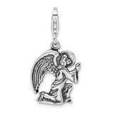 Sterling Silver Antique Kneeling Angel W/Lobster Claw Clasp Clasp Charm Charms