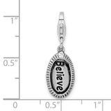 Sterling Silver Antiqued BELIEVE with Lobster Clasp Charm