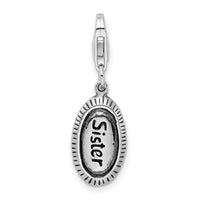 Amore LaVita Sterling Silver Antiqued Sister with Lobster Clasp Charm
