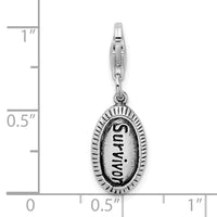 Sterling Silver Antiqued SURVIVOR W/Lobster Claw Clasp Clasp Charm Charms