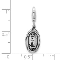 Sterling Silver Antiqued STRENGTH W/Lobster Claw Clasp Clasp Charm Charms
