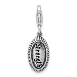 Sterling Silver Antiqued STRENGTH W/Lobster Claw Clasp Clasp Charm Charms