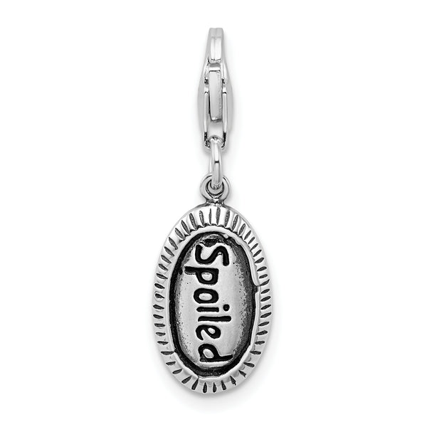 Amore LaVita Sterling Silver Antiqued Spoiled with Lobster Clasp Charm