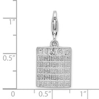Amore LaVita Sterling Silver Bingo Card with Lobster Clasp Charm