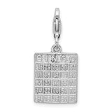 Amore LaVita Sterling Silver Bingo Card with Lobster Clasp Charm