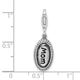 925 Sterling Silver Antiqued MOM with Lobster Clasp Charm