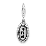 925 Sterling Silver Antiqued MOM with Lobster Clasp Charm