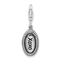 Sterling Silver Antiqued XOXO with Lobster Clasp Charm