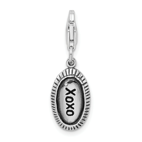 Sterling Silver Antiqued XOXO with Lobster Clasp Charm