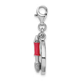 Amore LaVita Sterling Silver CZ Enamel Artist Palette with Lobster Clasp Charm