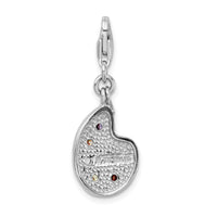Amore LaVita Sterling Silver CZ Enamel Artist Palette with Lobster Clasp Charm