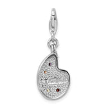 Amore LaVita Sterling Silver CZ Enamel Artist Palette with Lobster Clasp Charm