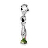 Amore LaVita Sterling Silver Enamel Hummingbird with Lobster Clasp Charm