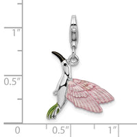 Amore LaVita Sterling Silver Enamel Hummingbird with Lobster Clasp Charm