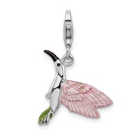 Amore LaVita Sterling Silver Enamel Hummingbird with Lobster Clasp Charm
