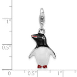 Sterling Silver Enamel Penguin W/Lobster Claw Clasp Clasp Charm Charms